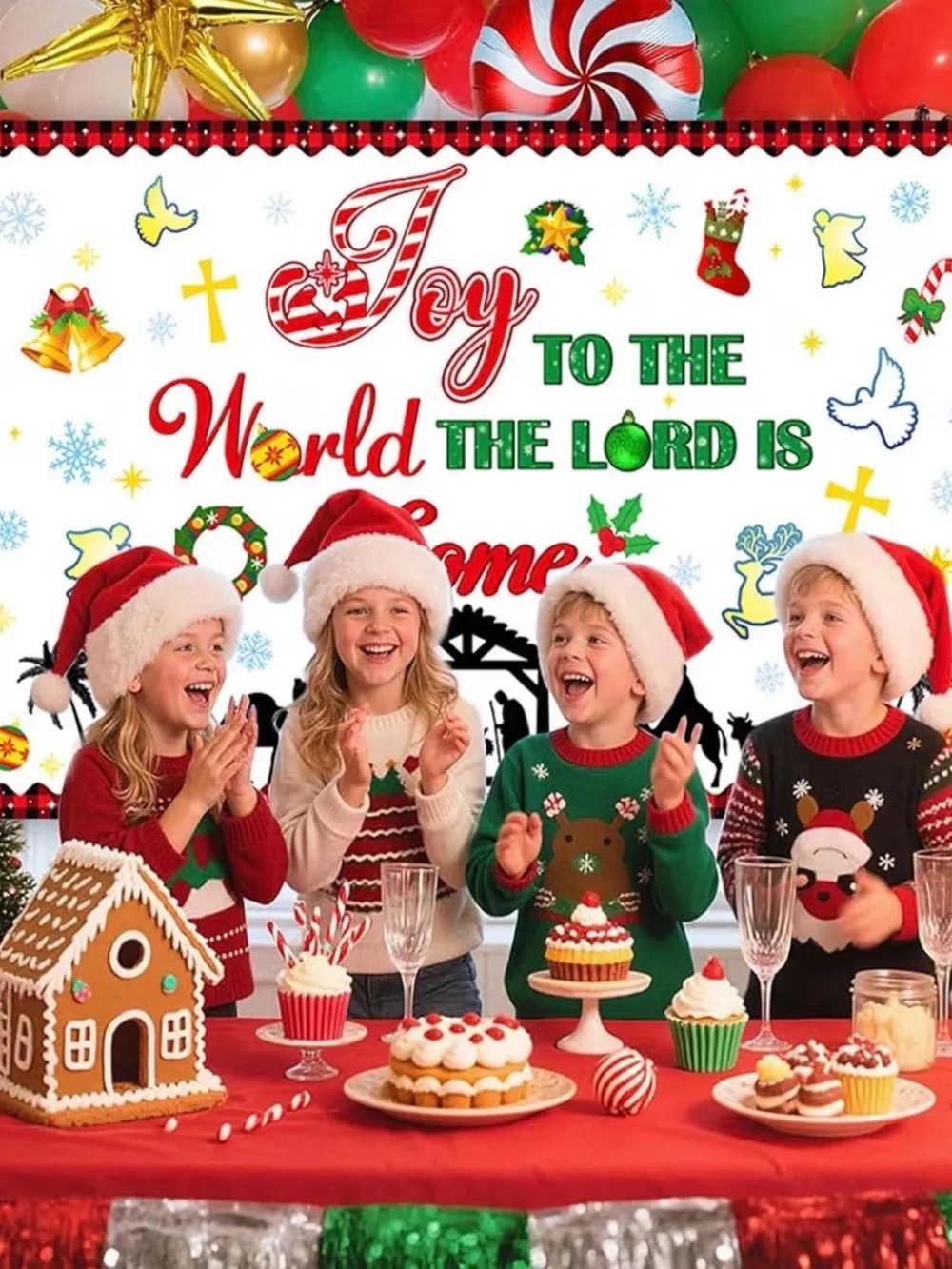 New Holiday 'Joy to the World' Decorative Wall Christmas Photography Backdrop